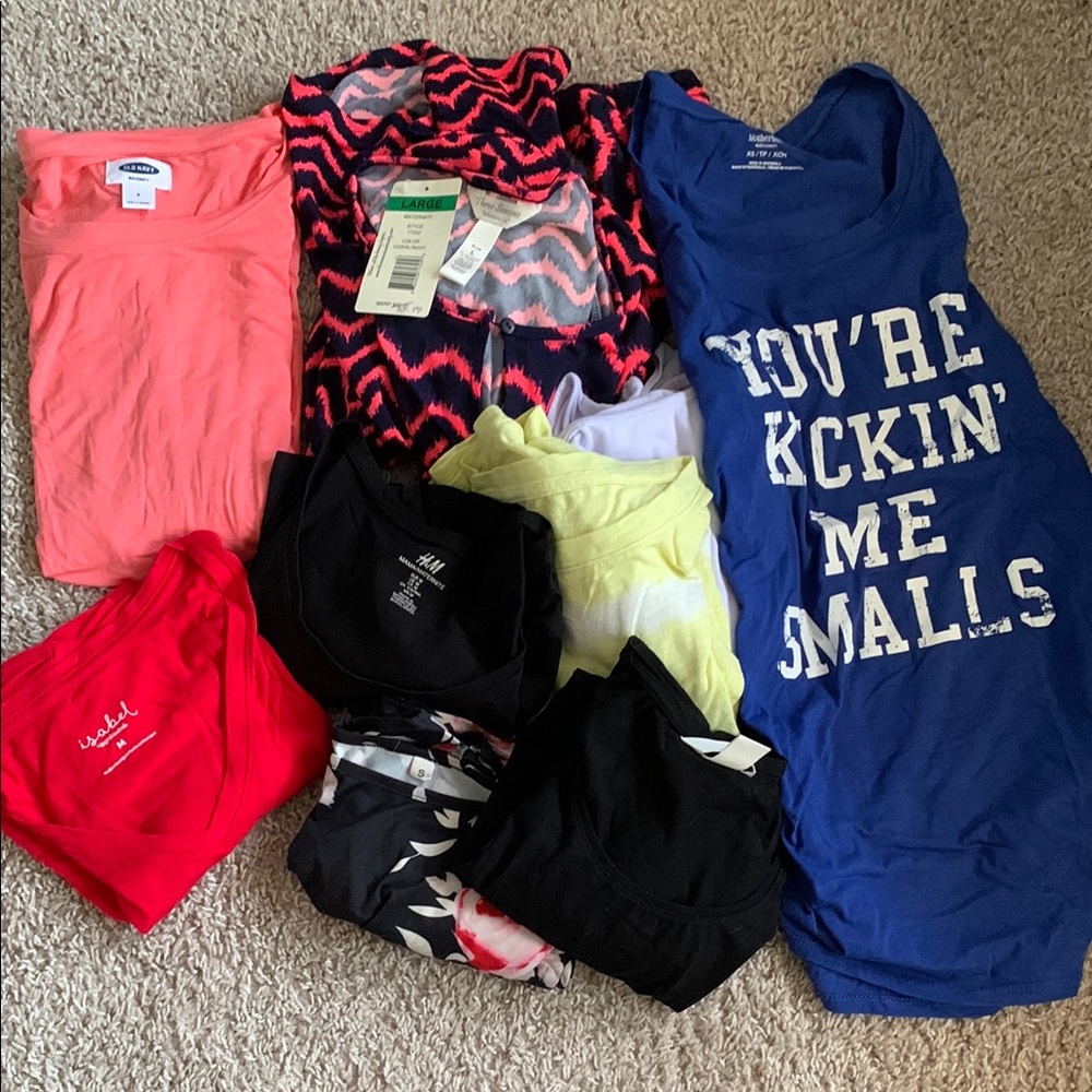 Maternity shirts bundle - various sizes. EUC, one dress NWT